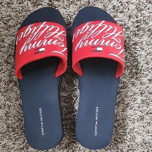 Tommy Hilfiger Bold Red and Black Slides